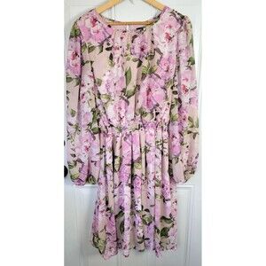 Lane Bryant Plus Size Floral Knee Length Long Sleeve Dress Size 20